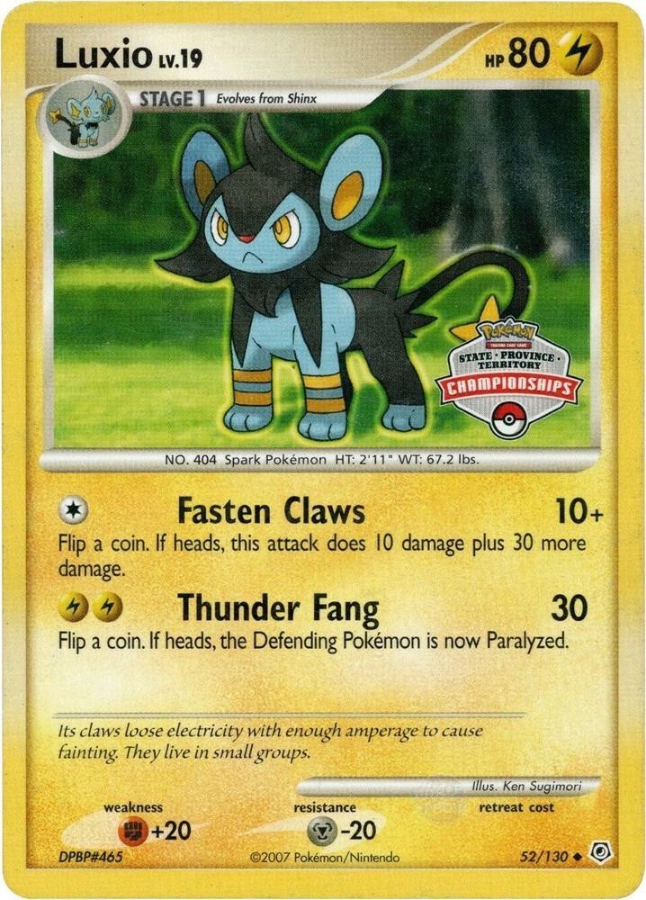 Pokémon TCG: Luxio State Championships Stamped Promo Card 52/130 - NM