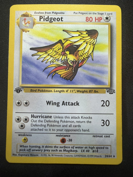 Pidgeot Pokémon TCG 1st Edition 24/64 Jungle Non-Holo Rare - MP
