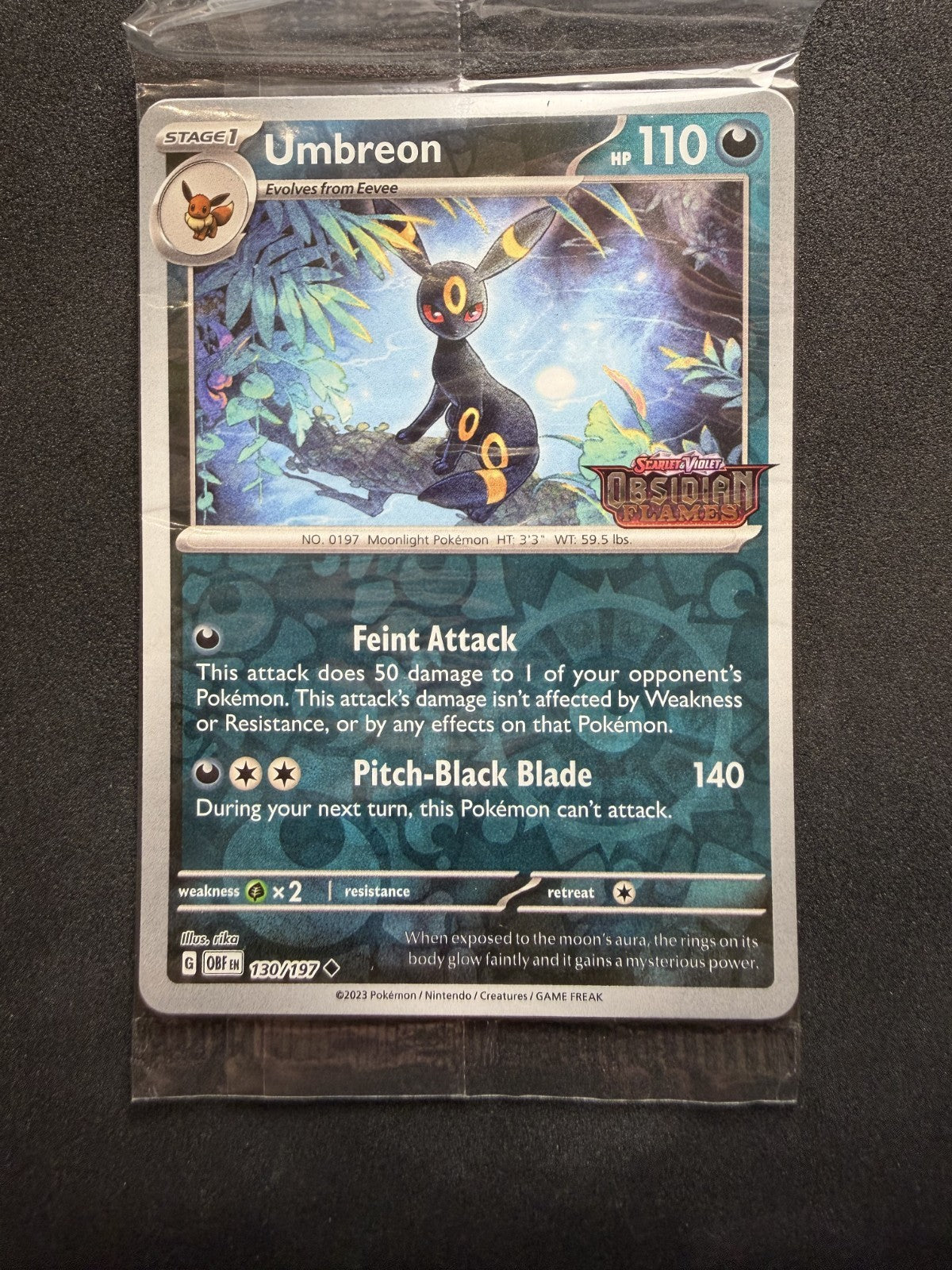 Pokemon Umbreon 130/197 Obsidian Flames Stamped Promo - SEALED - NM