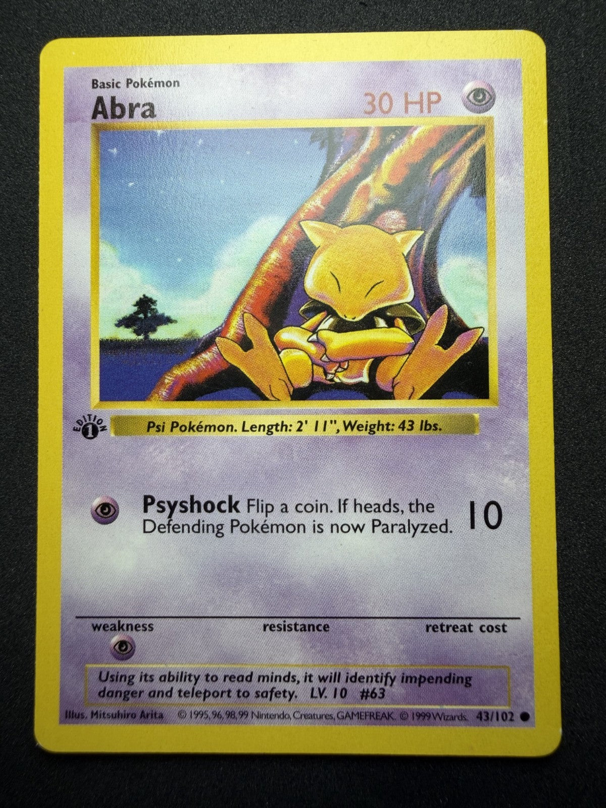 Pokemon TCG: Abra [1st Edition] #43 Shadowless - LP+
