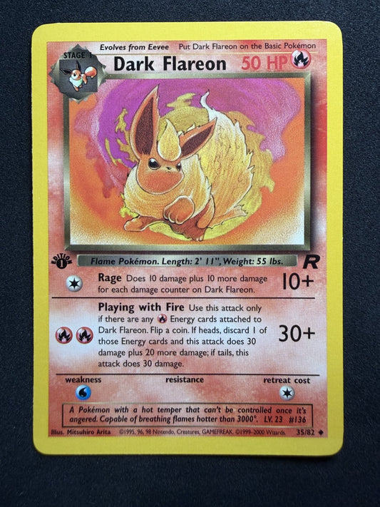 Dark Flareon 35/82 Uncommon Team Rocket Pokemon 1st Edition - LP