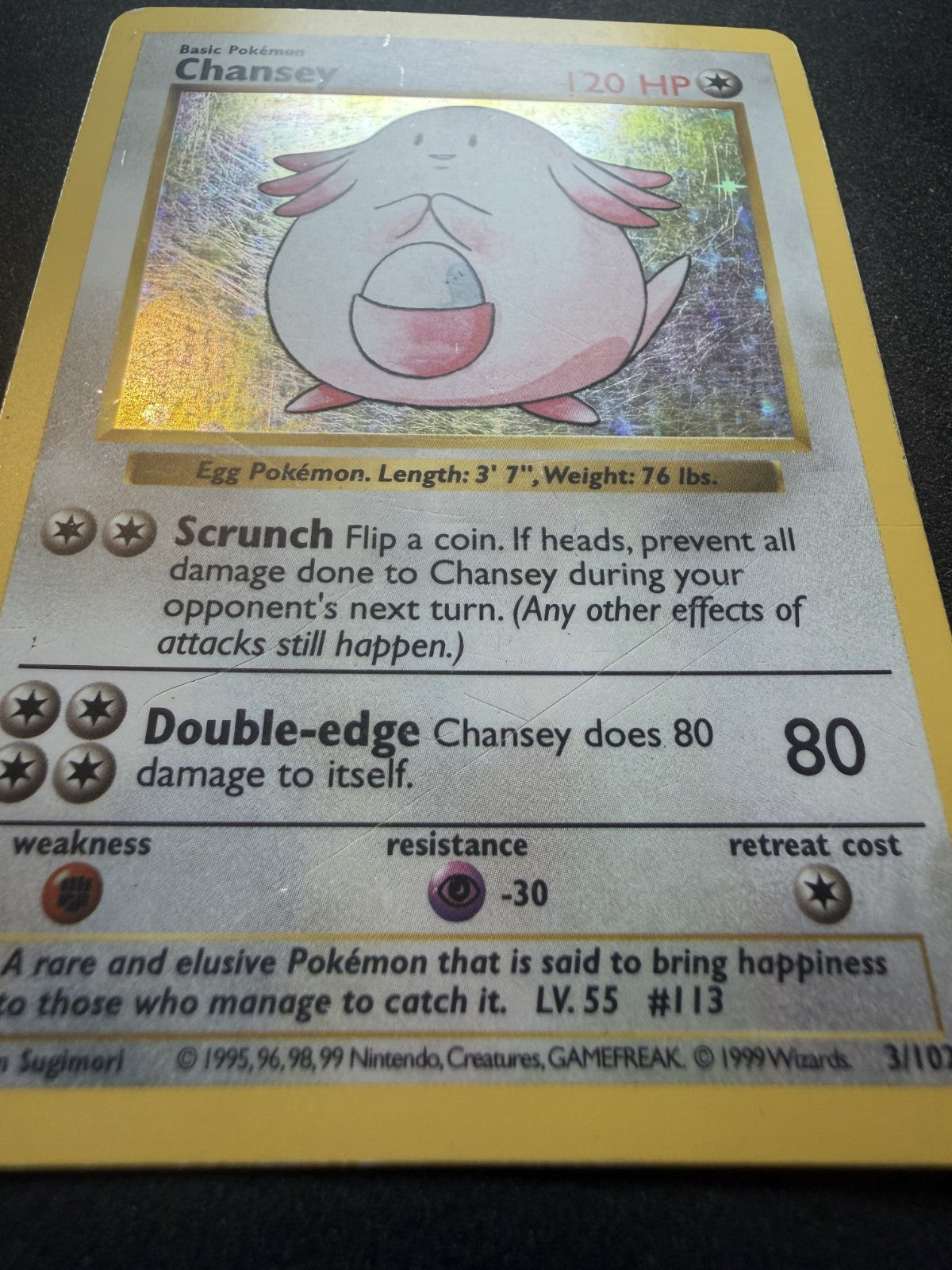 Chansey 3/102 Shadowless Holo Base Set - Pokemon - MP