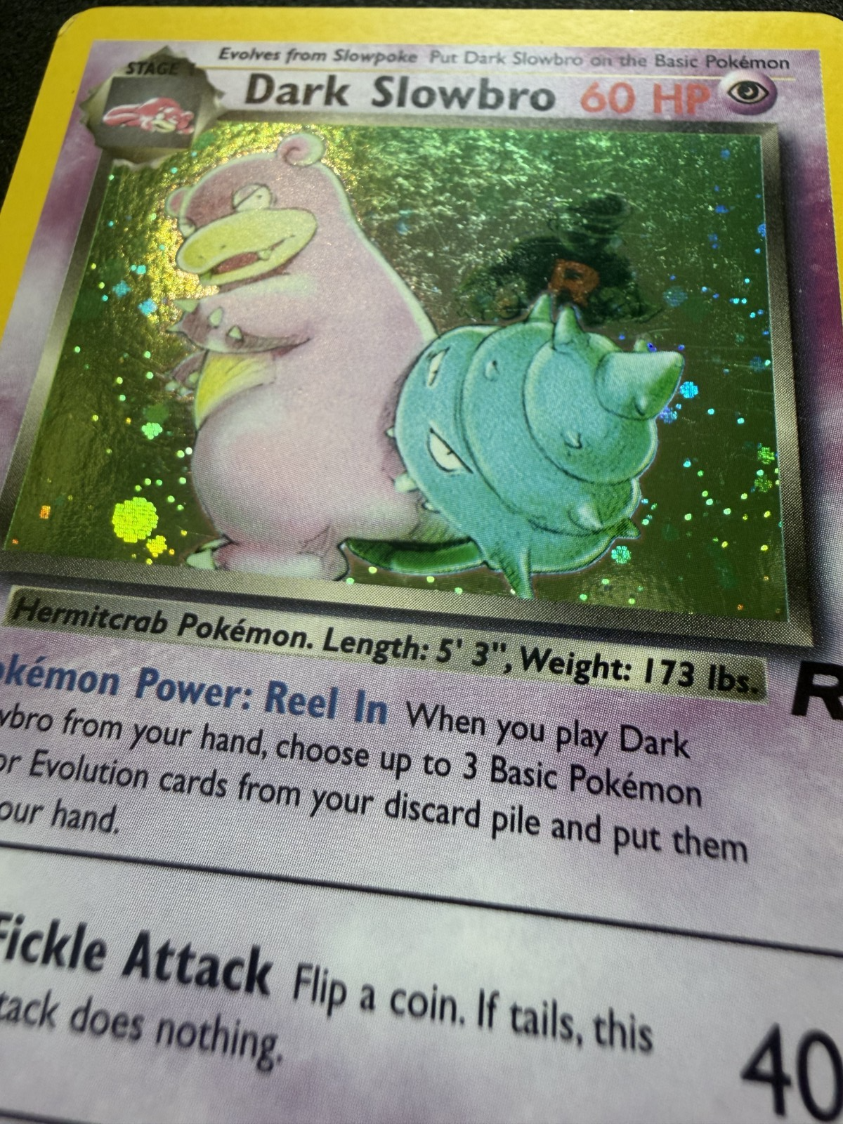 Dark Slowbro Holo 12/82 WOTC Team Rocket Unlimited Pokemon - & SWIRL - LP