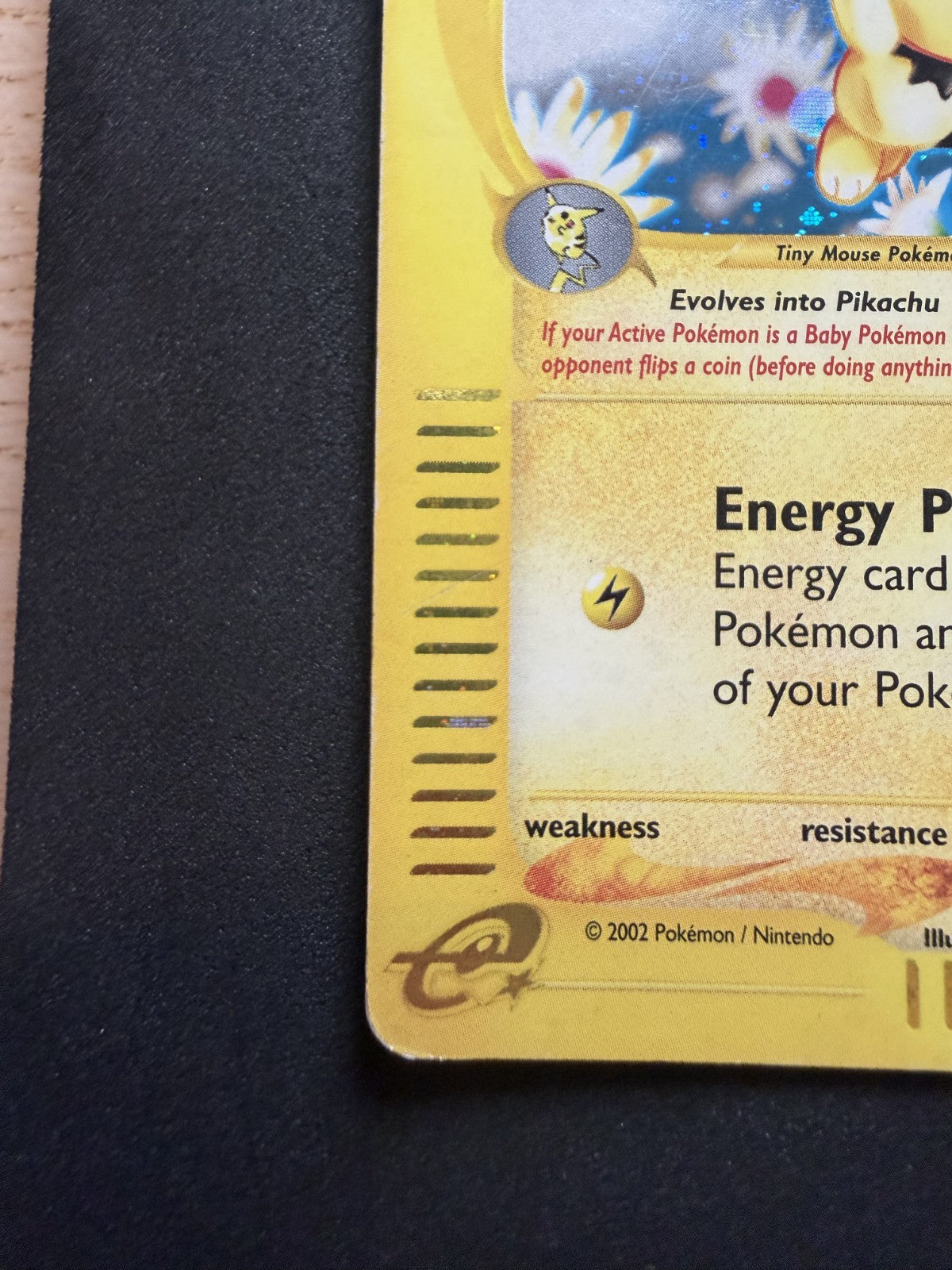 English Pokémon card - PICHU 22/165 Holo Expedition set - & SWIRLL - MP