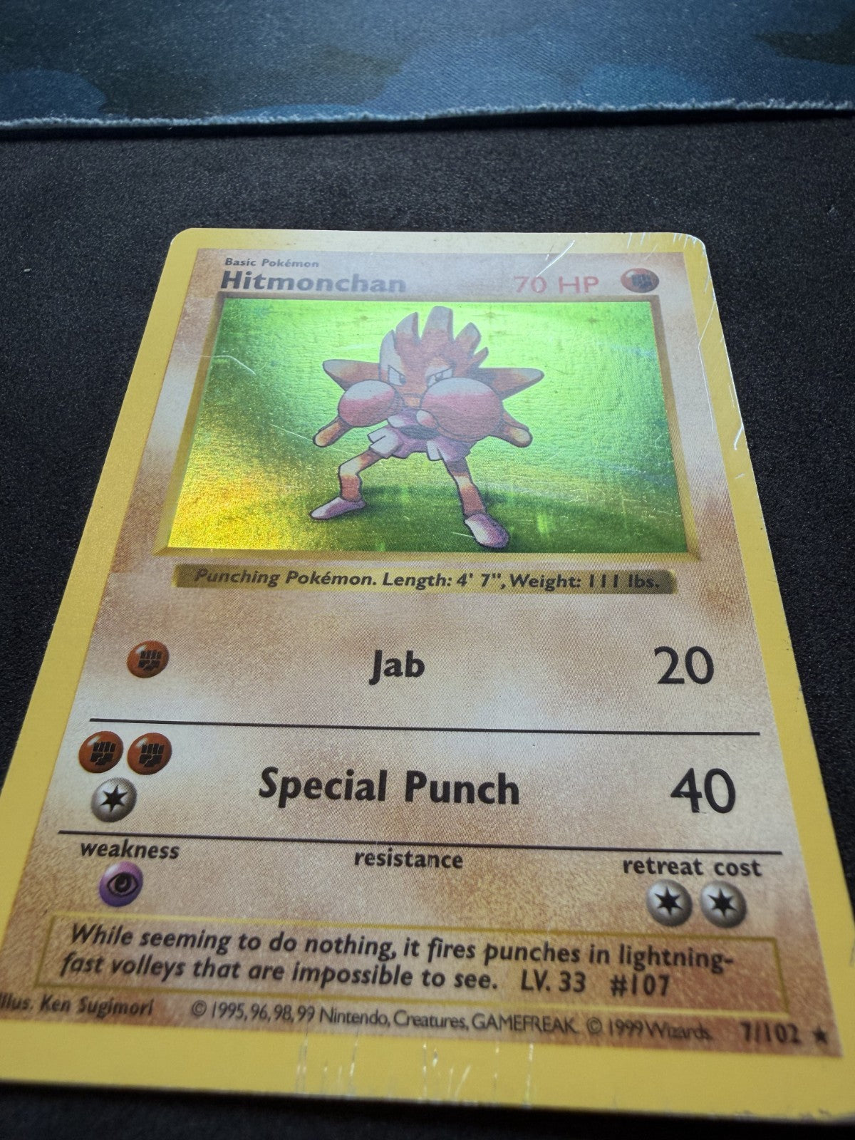 Hitmonchan 7/102 Base Set Shadowless Holo Rare Holo POKEMON - MP
