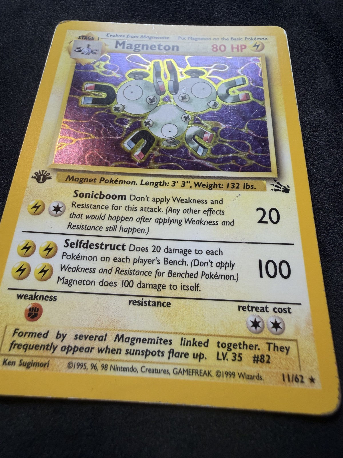 Pokemon TCG - Magneton 11/62 Fossil Holo Rare 1st Edition WOTC - MP