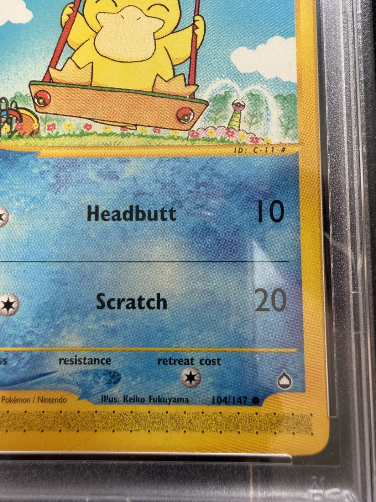 Psyduck 104/147 Aquapolis Common Pokemon Card 2002 - (Pop 141) - PSA 8