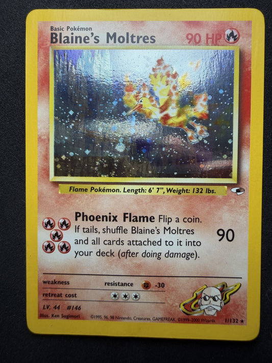 Pokemon TCG: Blaine's Moltres #1 Pokemon Gym Heroes Holo - LP