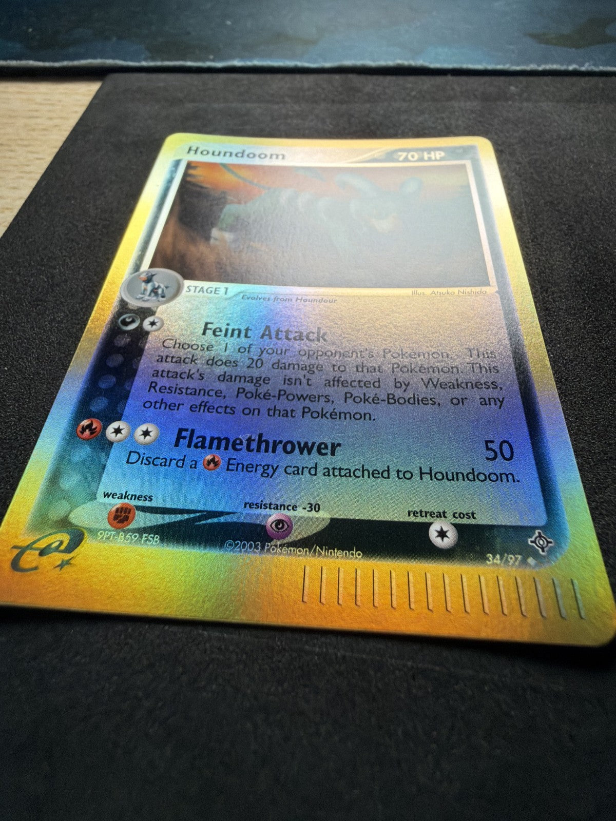 Houndoom 34/97 Dragon Reverse Holo Uncommon Vintage Pokemon Card - NM