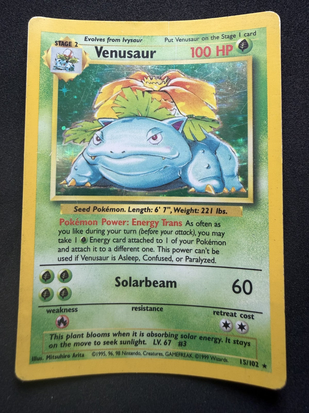 Pokemon - Base Set Unlimited 1999 WOTC - Venusaur 15/102 Holo Rare - HP