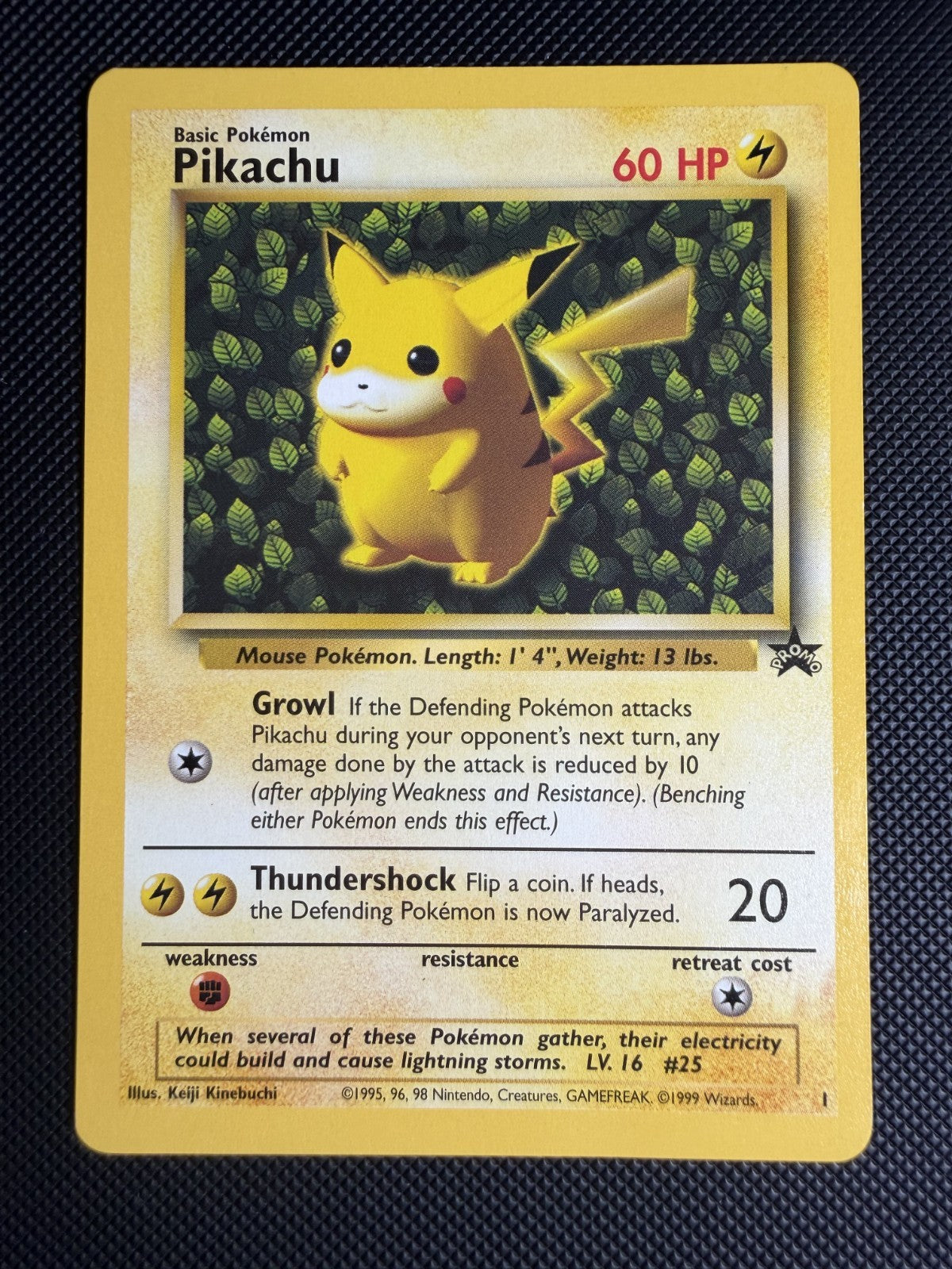 Pikachu 1 Wizards Black Star Promos PR Non Holo 1999 Pokemon Promo - NM