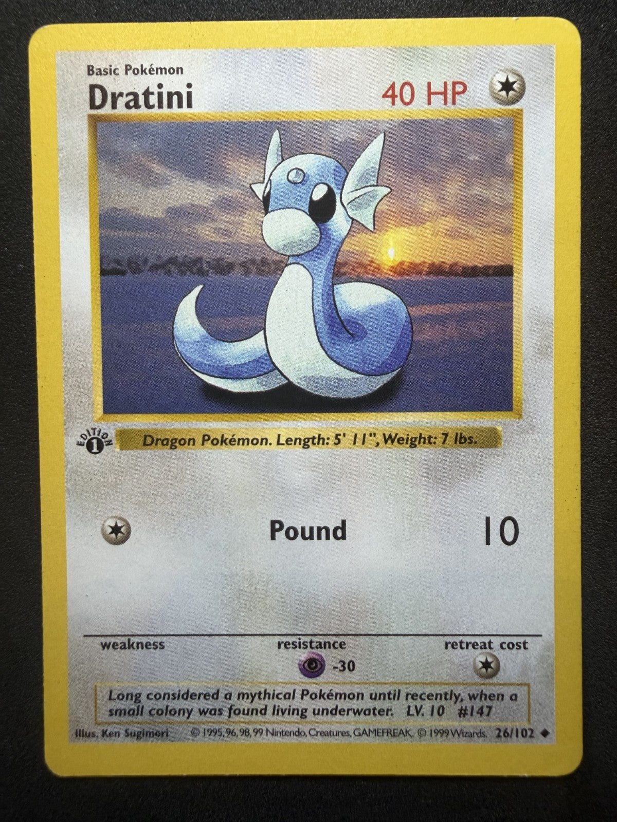 Dratini 26/102 1st Edition Uncommon Pokémon TCG WOTC - LP