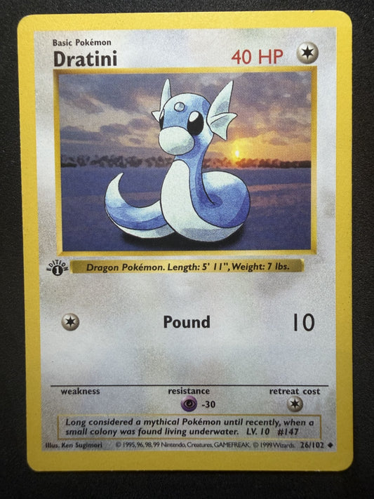 Dratini 26/102 1st Edition Uncommon Pokémon TCG WOTC - LP