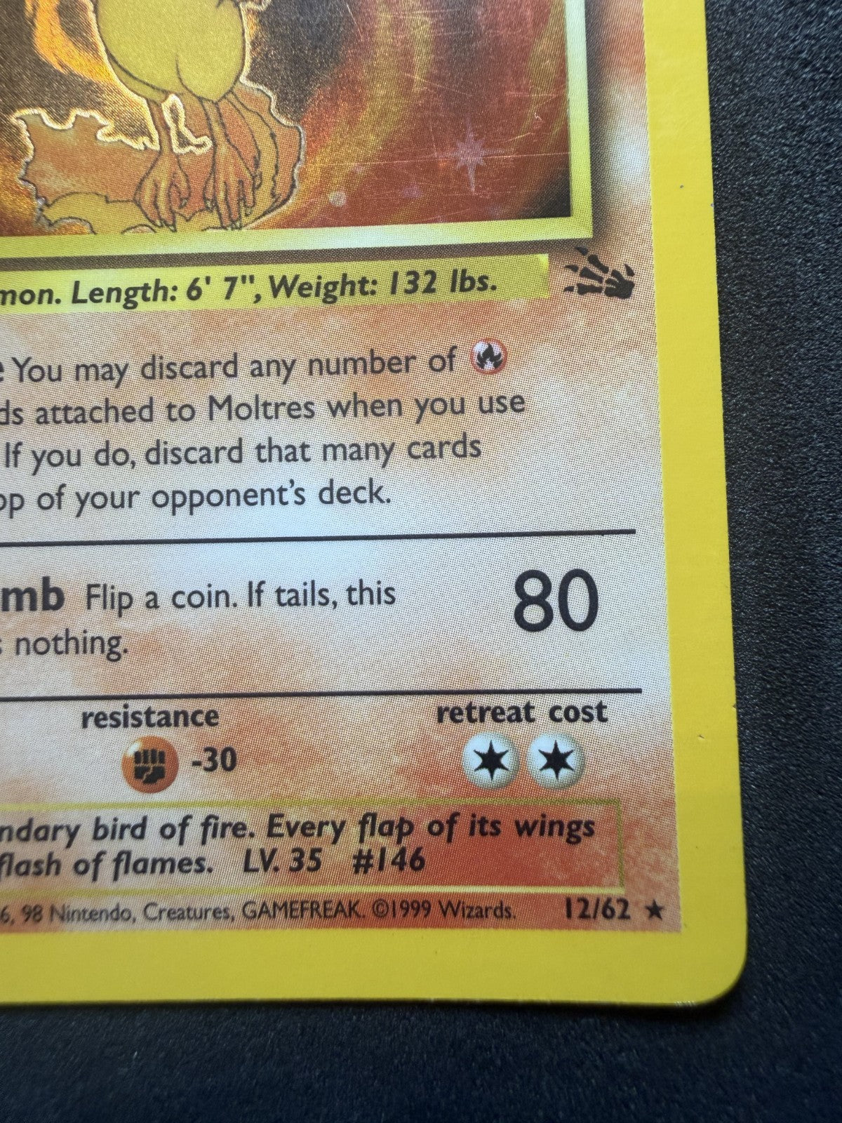 Pokemon: Moltres 12/62 - 1st Edition Fossil - Holo Rare - LP