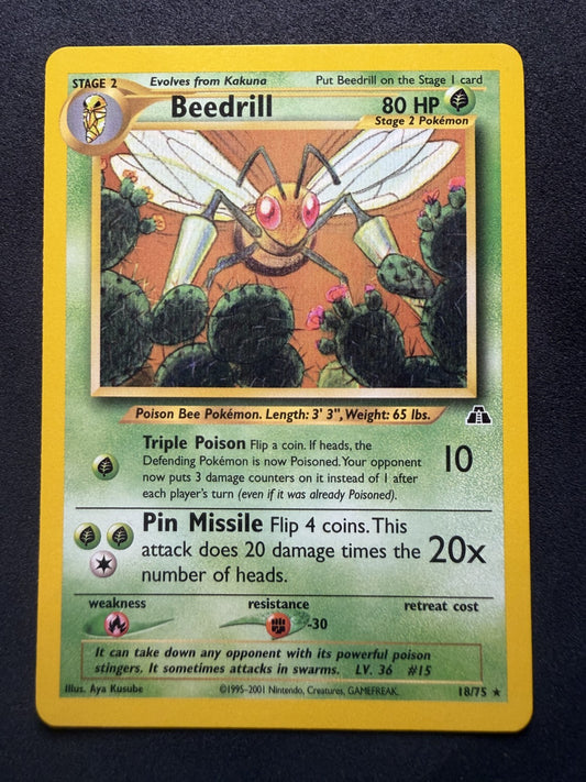 Pokemon Card Beedrill 18/75 Unlimited Rare Neo Discovery - NM