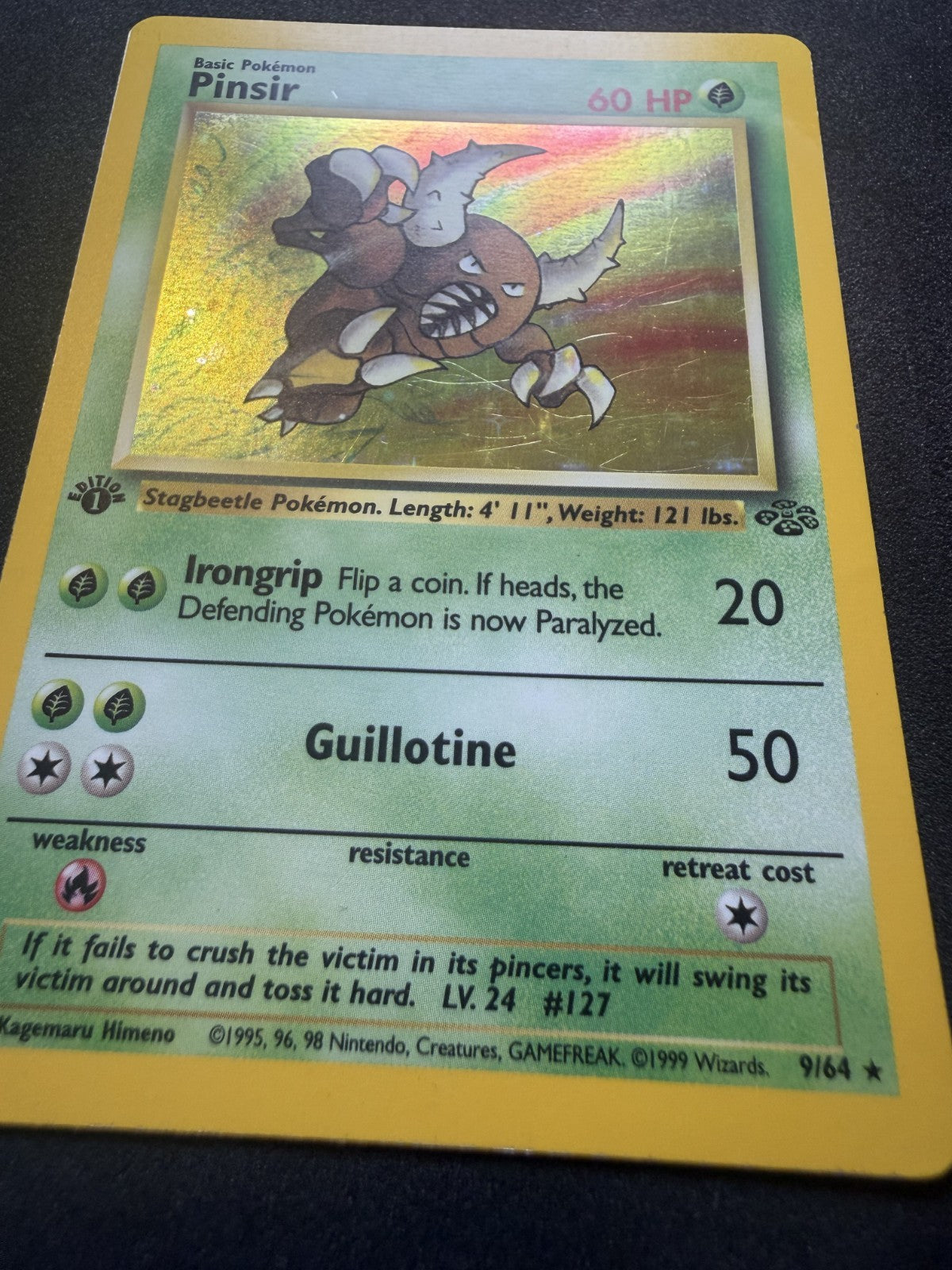 Pinsir 9/64 1st Edition Holo Jungle WOTC Pokemon Card - MP
