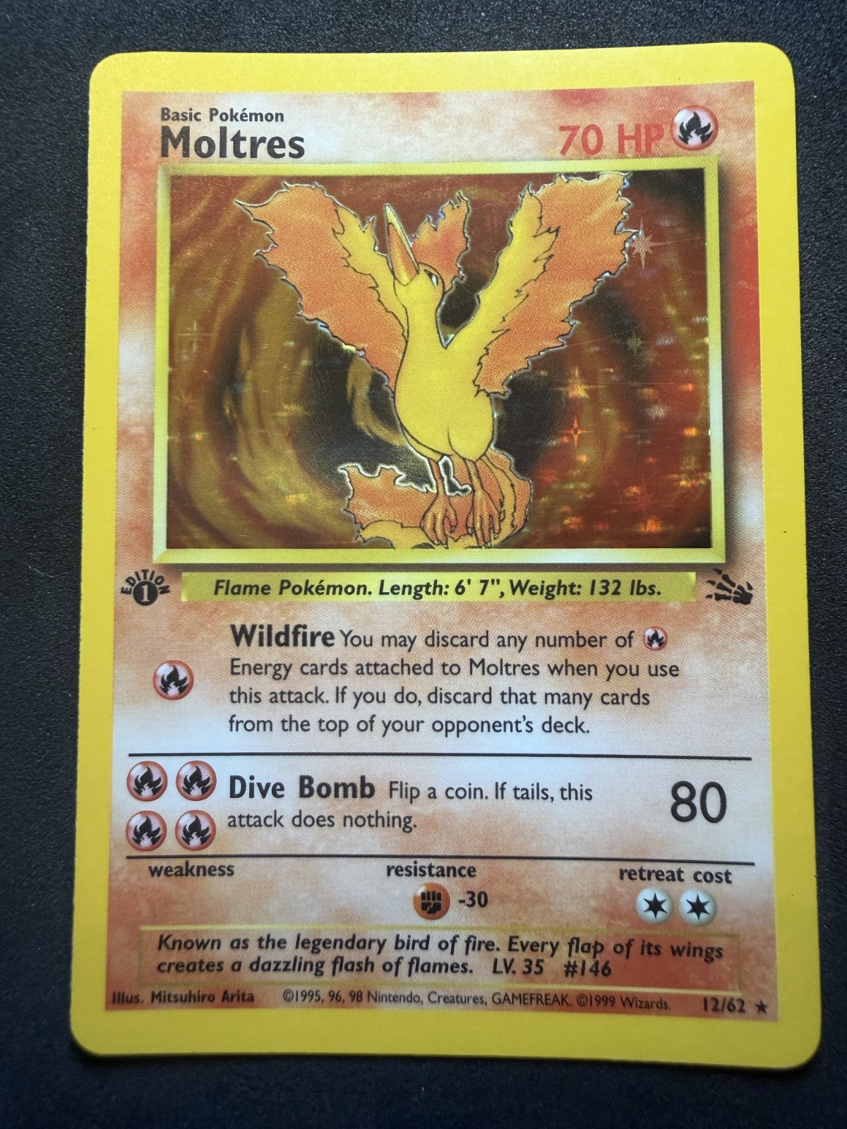 Pokemon: Moltres 12/62 - 1st Edition Fossil - Holo Rare - LP