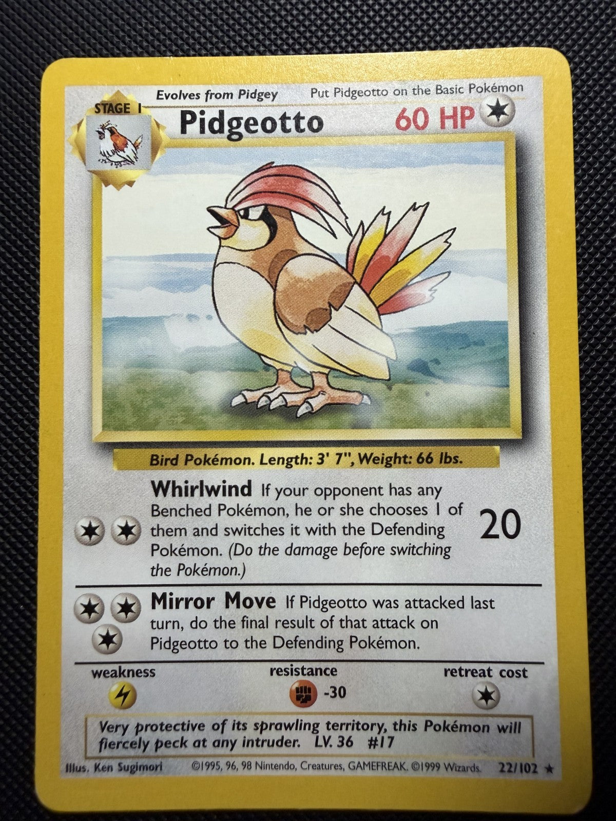 Pidgeotto 22/102 Non Holo Base Set - Pokemon Card - LP