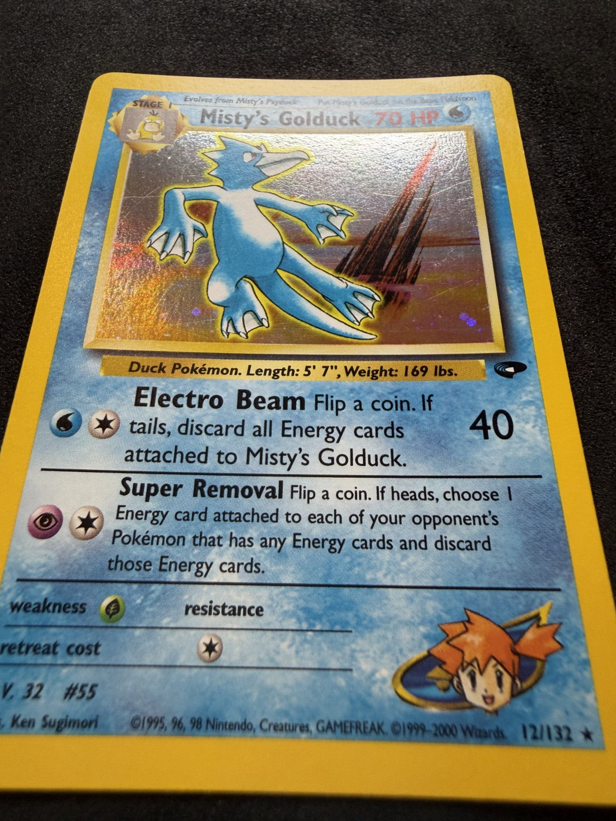 Misty's Golduck 12/132 Unlimited Holo Gym Challenge Pokemon 2000 - NM