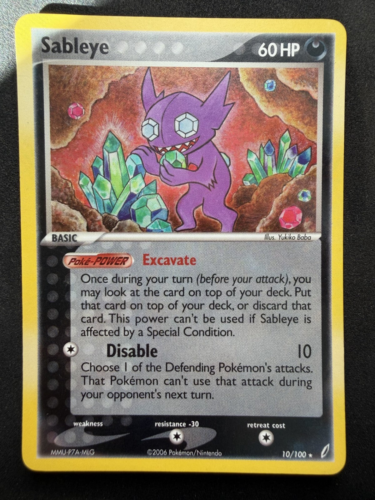 Pokemon TCG Sableye 10/100 Crystal Guardians Holo Rare 2006 - LP