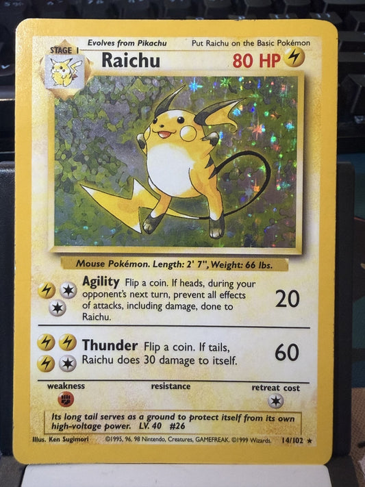 Raichu #14 Pokemon Base Set Holo - MP
