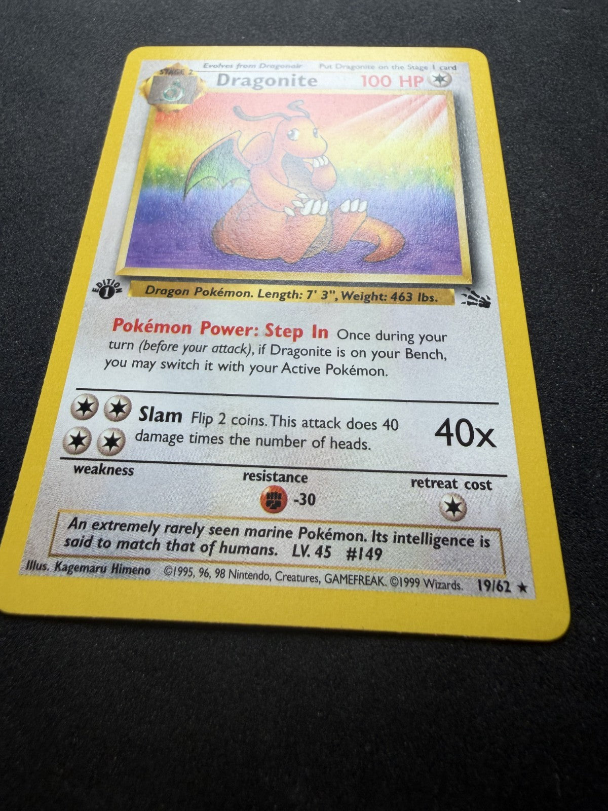 Pokemon TCG: Dragonite [1st Edition] #19 Pokemon Fossil Non Holo - LP+