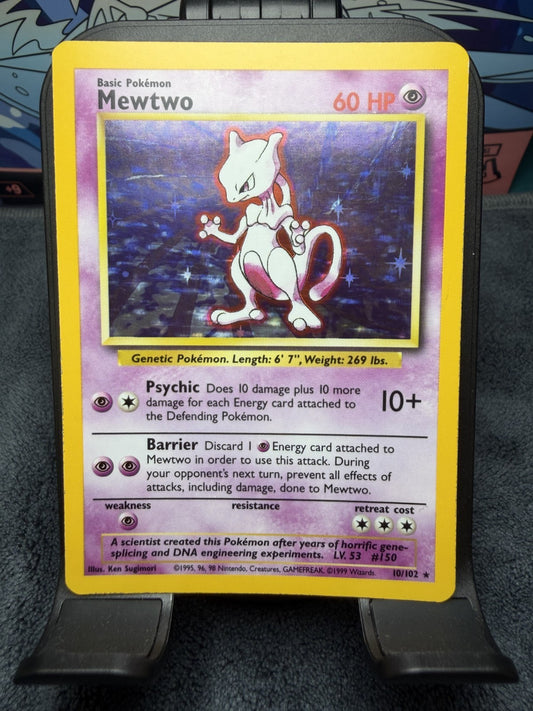 Mewtwo #10/102 - 1999 Base Unlimited WoTC Holo - LP