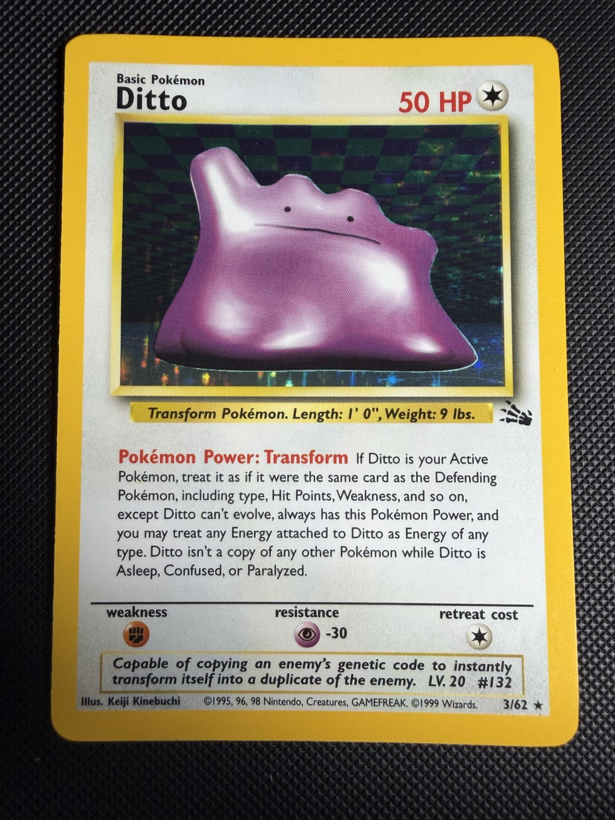 Pokemon TCG Ditto 3/62 Fossil Holo Unlimited - NM