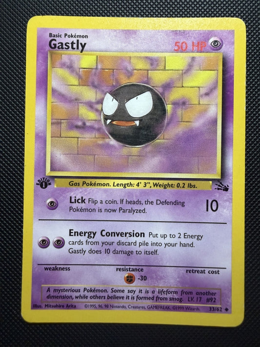 Pokemon TCG | Gastly 33/62 | Fossil Uncommon 1st Edition | Lightly Played