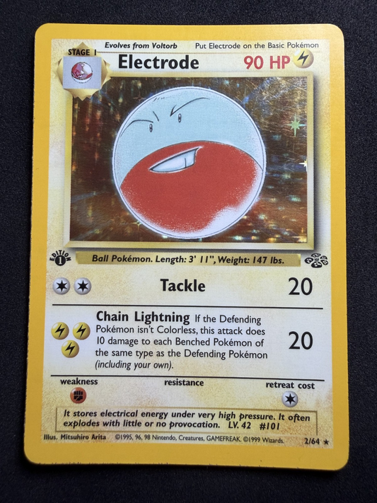 Electrode 2/64 Rare Jungle Pokemon 1st Edition Holo - LP