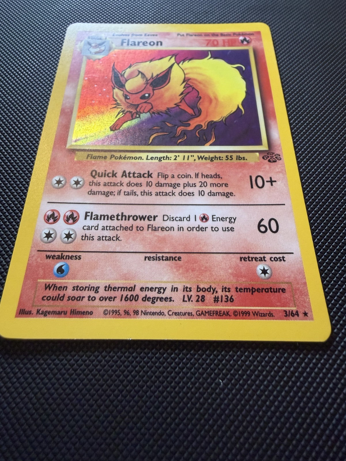 Flareon 3/64 Holo Rare Jungle Pokemon TCG - NM