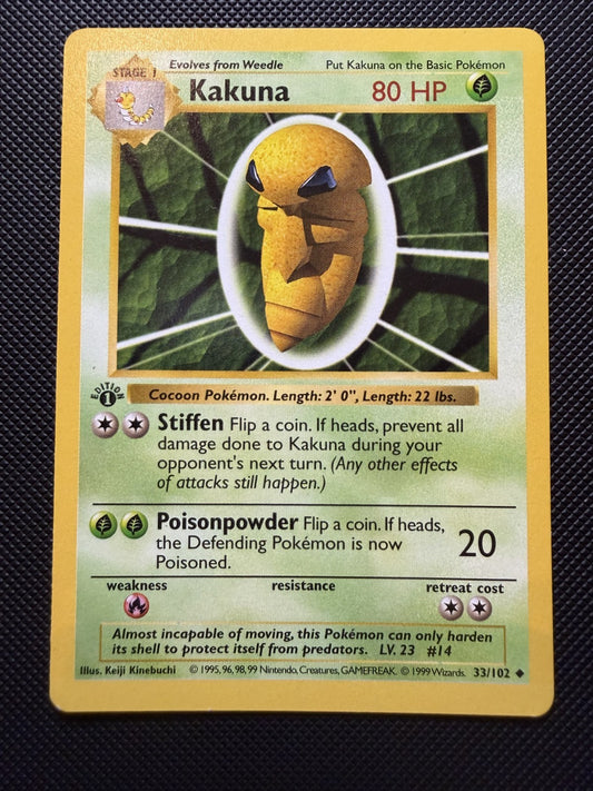 Pokémon TCG Kakuna Base Set 1st Edition Shadowless 33/102 - NM