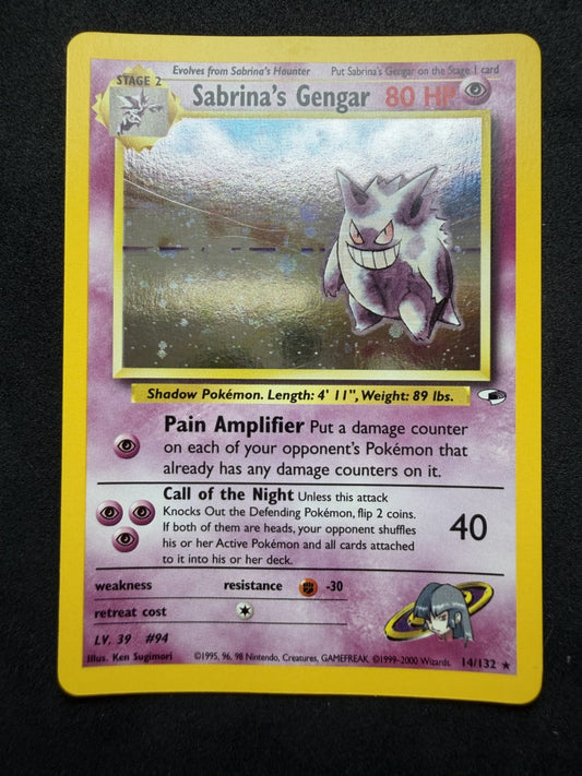 Pokemon TCG: Sabrina's Gengar #14 Pokemon Gym Heroes Holo - LP & SWIRL
