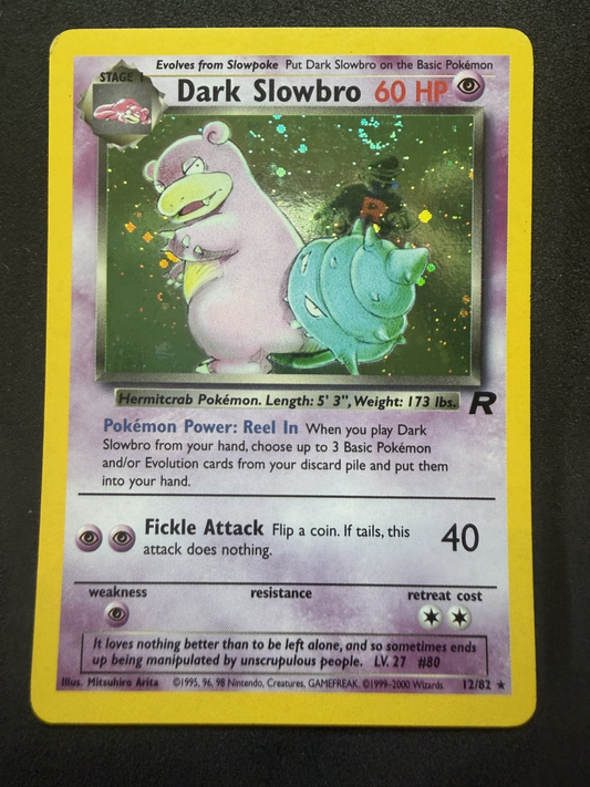 Dark Slowbro Holo 12/82 WOTC Team Rocket Unlimited Pokemon - & SWIRL - LP