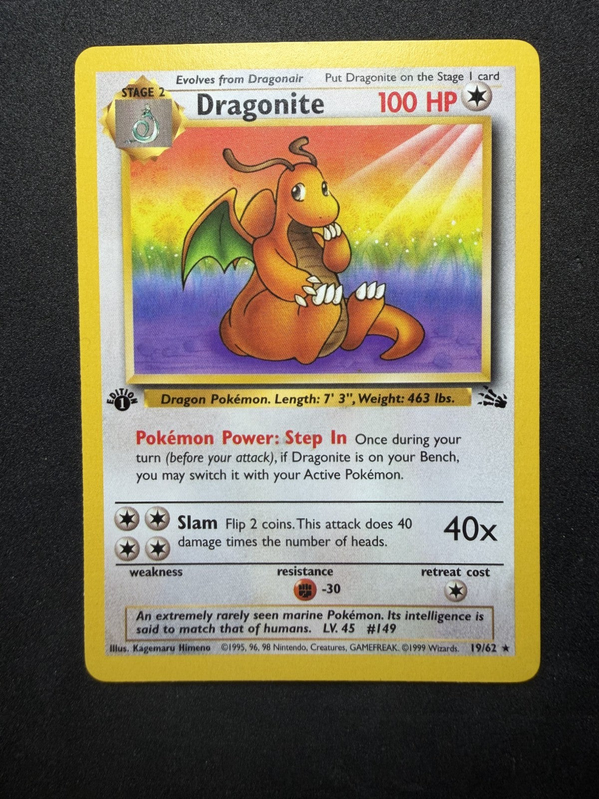 Pokemon TCG: Dragonite [1st Edition] #19 Pokemon Fossil Non Holo - LP+