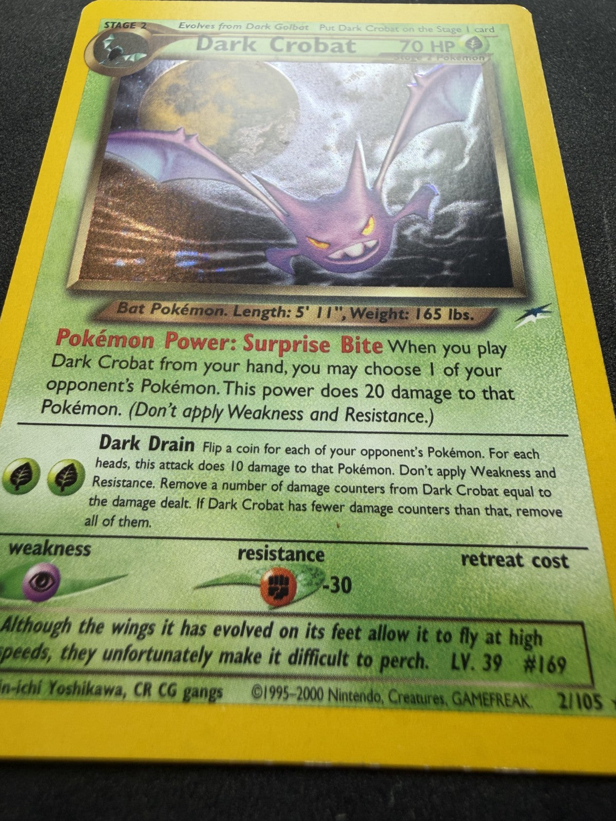 Pokemon Card Dark Crobat Neo Destiny Ultra Rare Holo WoTC 2/105 - NM