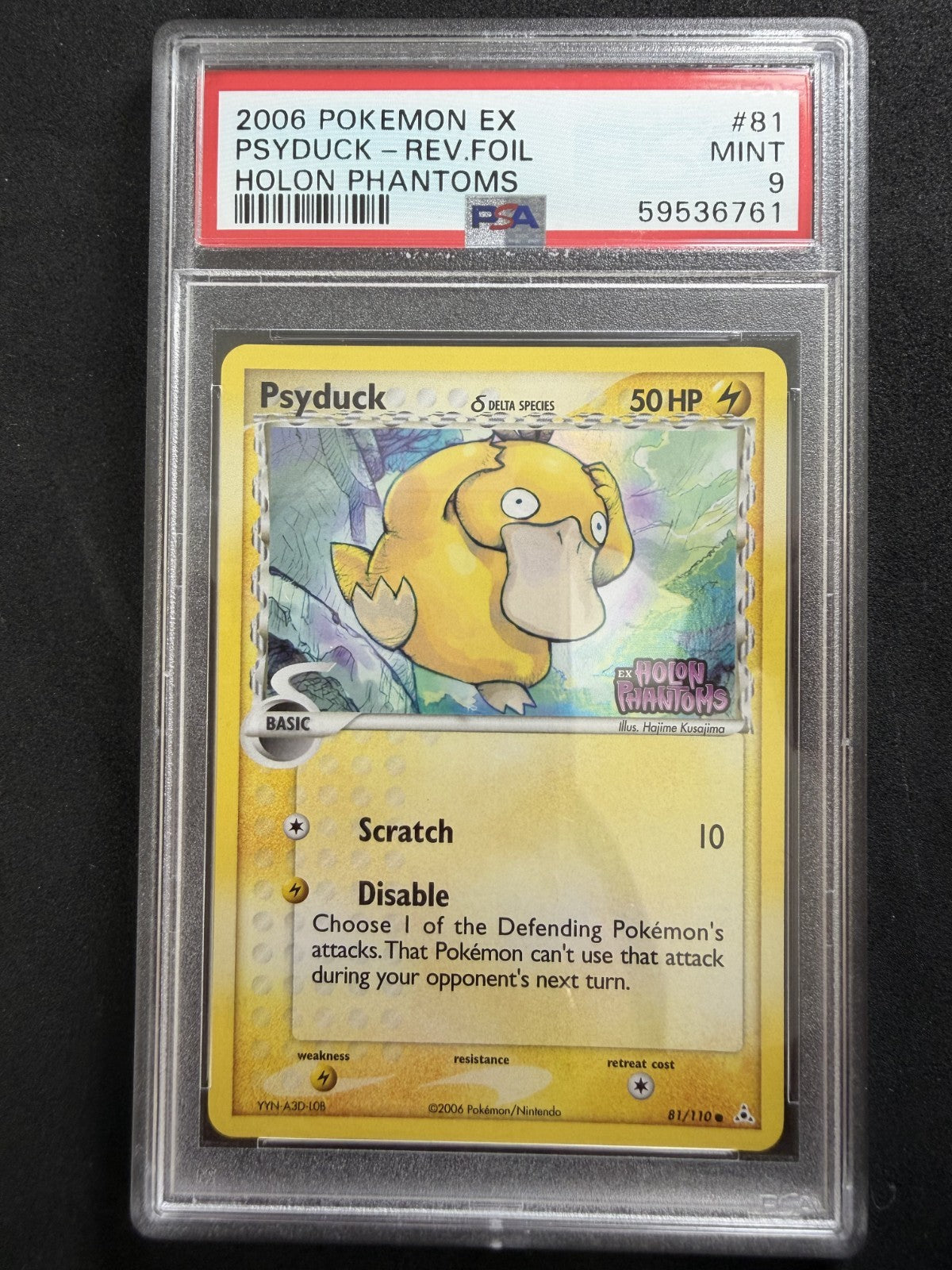 Psyduck 81/110 EX Holon Phantoms Reverse Holo 2006 Pokemon Card - (79 POP) - PSA 9