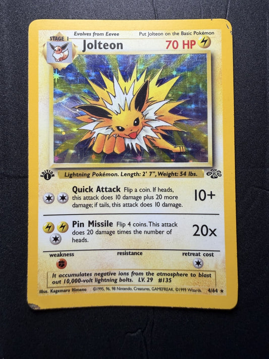 Jolteon - 4/64 - 1st Edition - Holo Rare - Jungle - Pokemon Card - MP