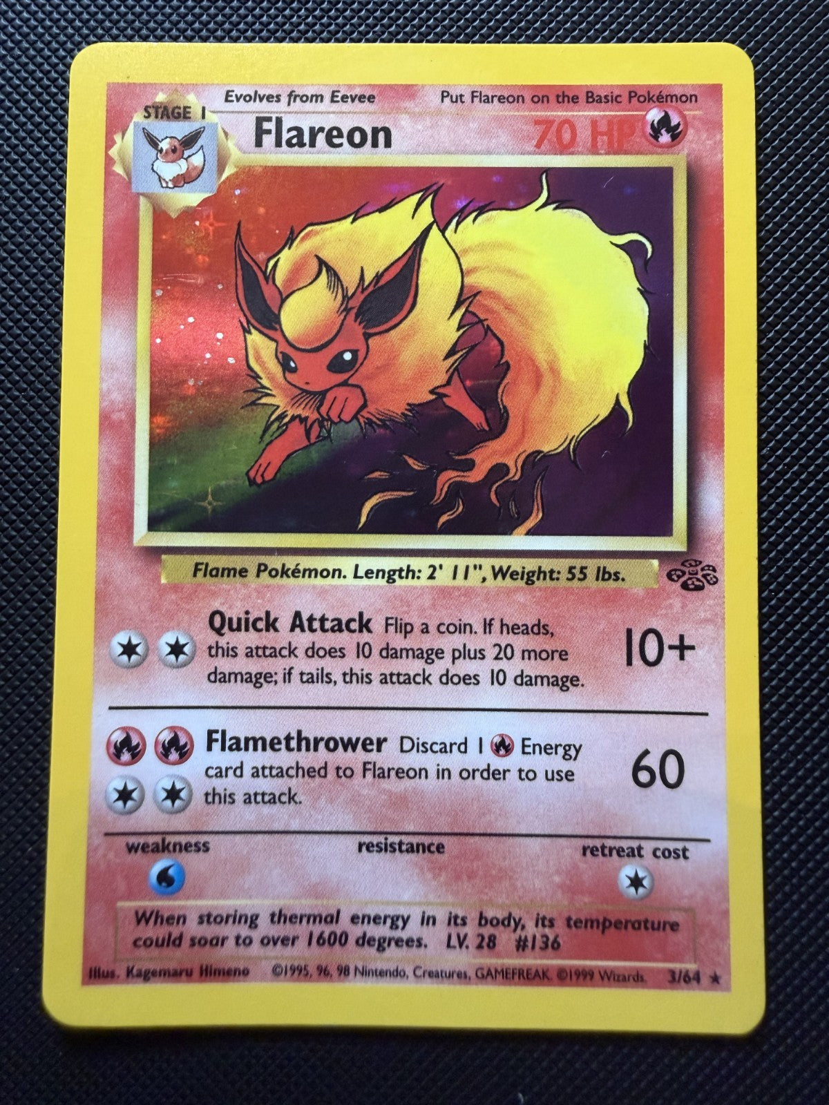Flareon 3/64 Holo Rare Jungle Pokemon TCG - NM