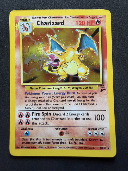 Charizard - 4/130 - Holo - Base Set 2 - Pokemon - SWIRL - LP