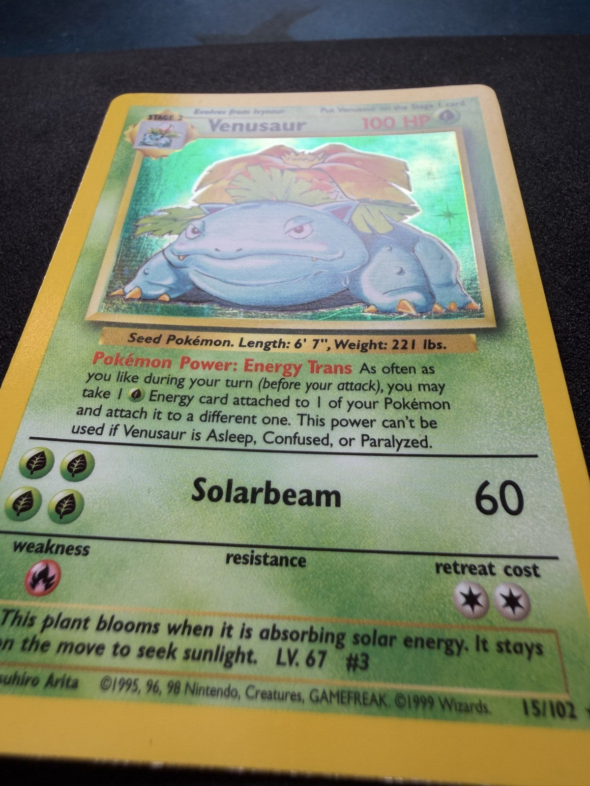 Pokemon Venusaur Holo Rare Base Set Unlimited 15/102 WOTC 1999 - LP