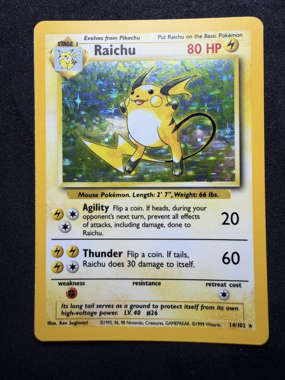 Pokemon TCG: Raichu #14 Pokemon Base Set - LP+/NM
