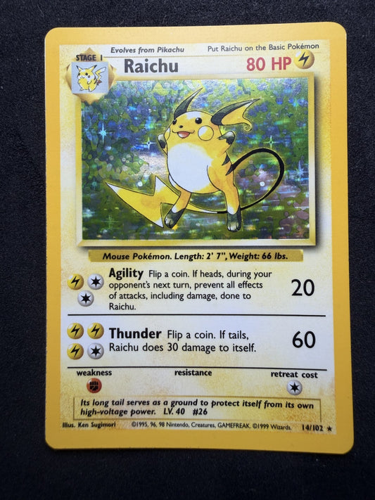 Pokemon TCG: Raichu #14 Pokemon Base Set - LP+/NM