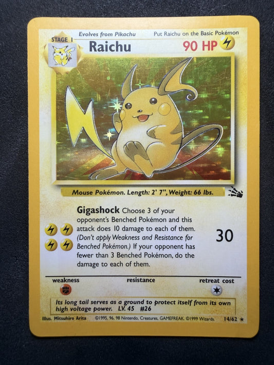 Raichu 14/62 Rare Fossil Pokemon Unlimited Holo - LP