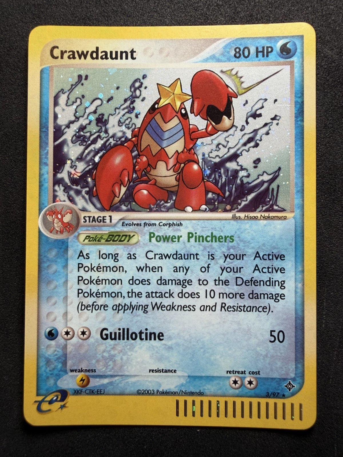 Pokemon Company Pokemon TCG Crawdaunt 3/97 Dragon Holo Rare - LP