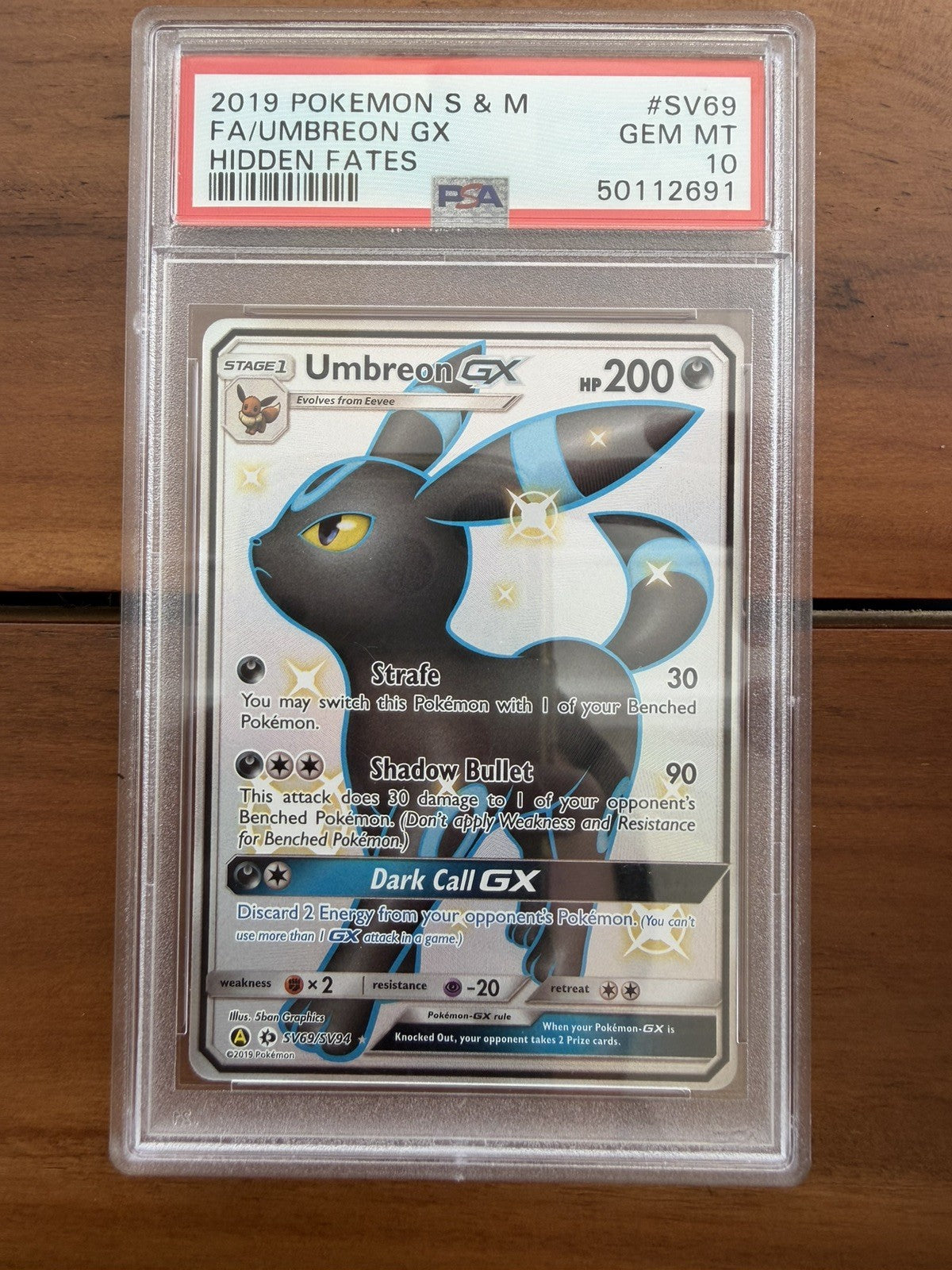 Pokémon TCG Umbreon GX Hidden Fates Sv69/Sv94 Holo Full Art Pokémon - PSA 10
