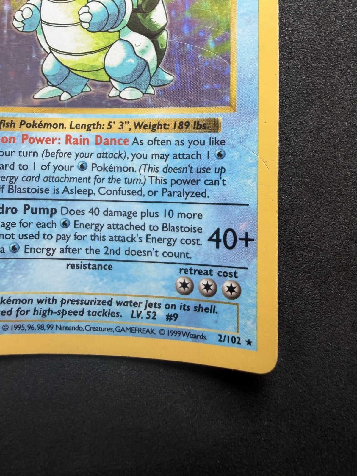 Blastoise 2/102 Base Set Shadowless Holo Rare Pokemon - MP