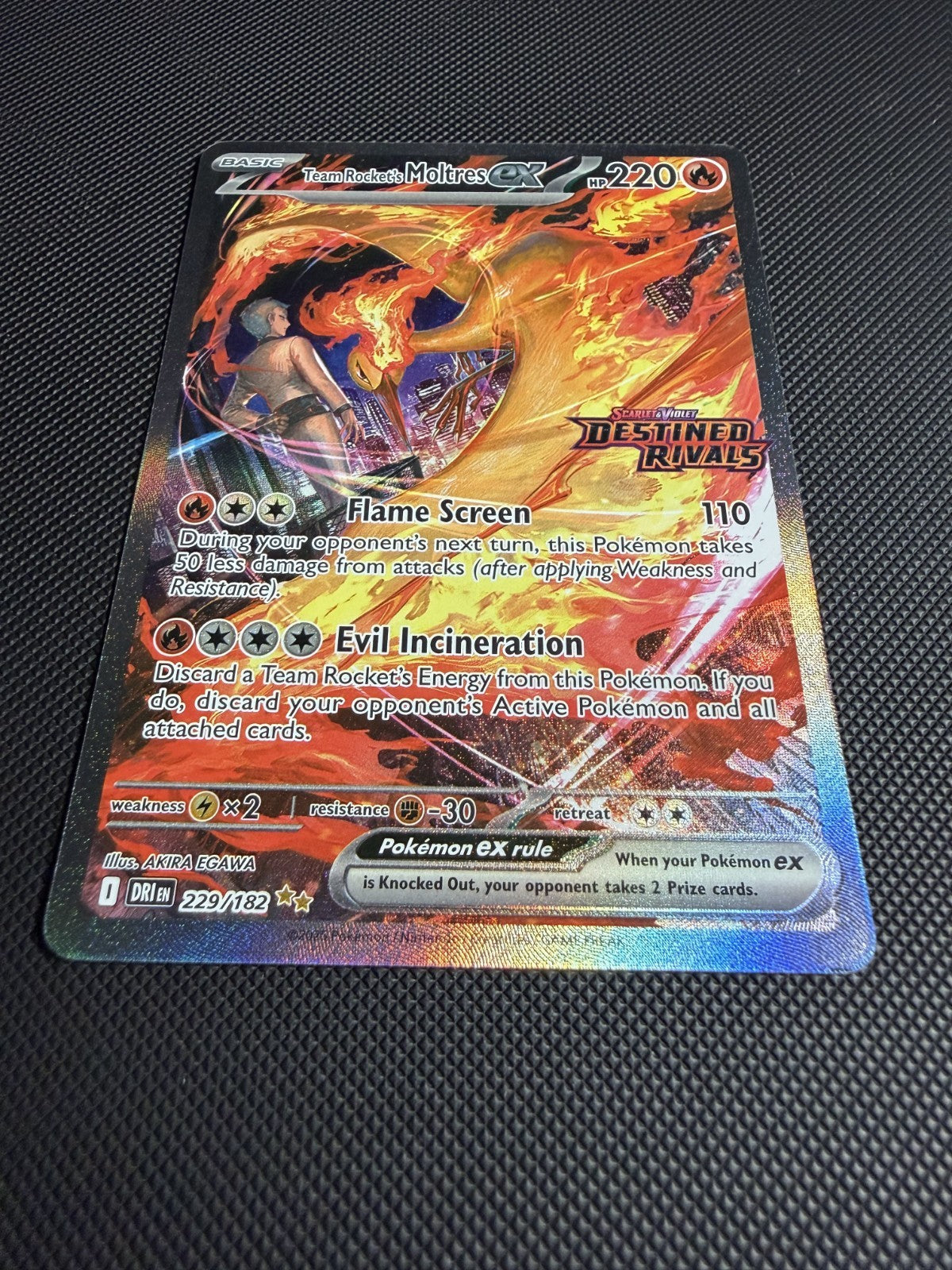 Team Rocket’s Moltres EX -229/182 Destined Rivals Stamp Pokémon - NM