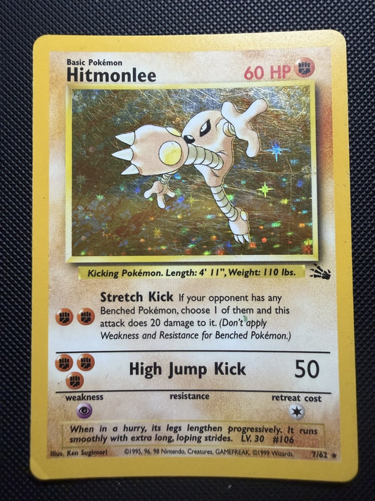 Hitmonlee 7/62 Unlimited Holo Rare Fossil Pokemon TCG
