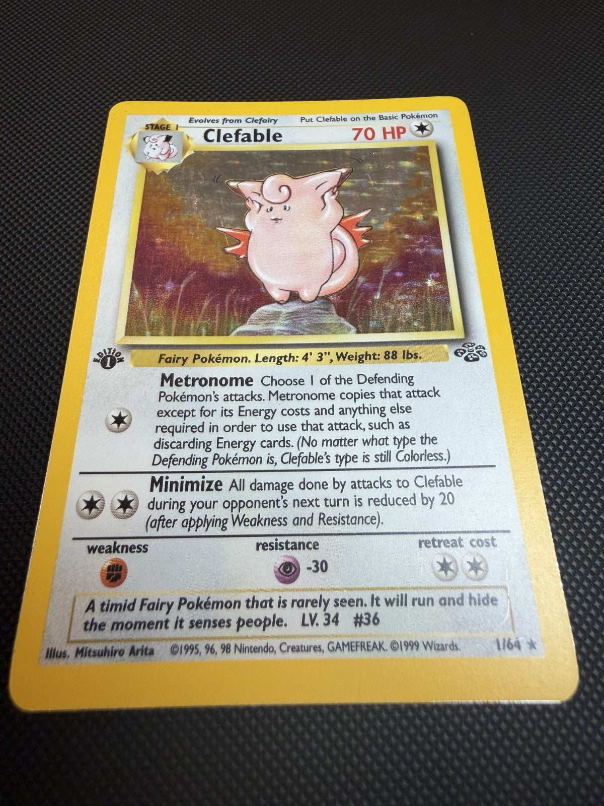Pokemon Cards Clefable 1/64 1st Edition Holo Jungle WOTC Rare - MP+